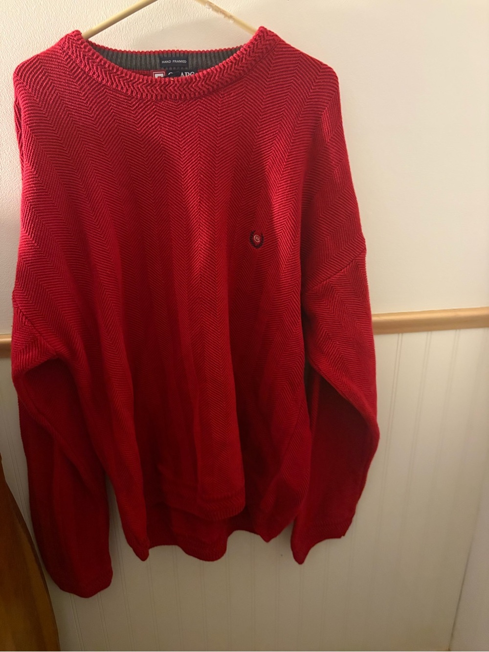 Chaps Ralph Lauren Men’s XXL Hand Framed Red Herringbone Cotton Sweater